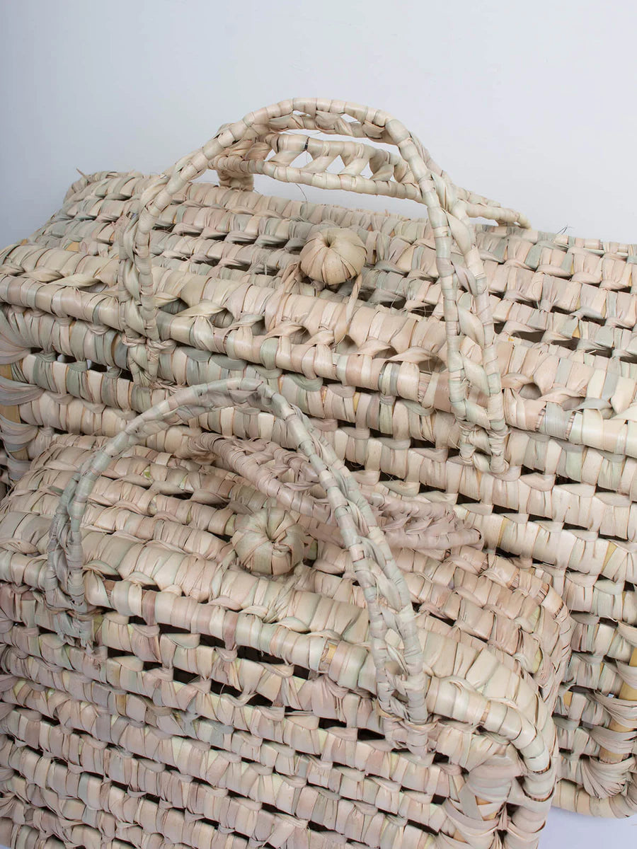 Panier en Feuilles de Palmier Naturel