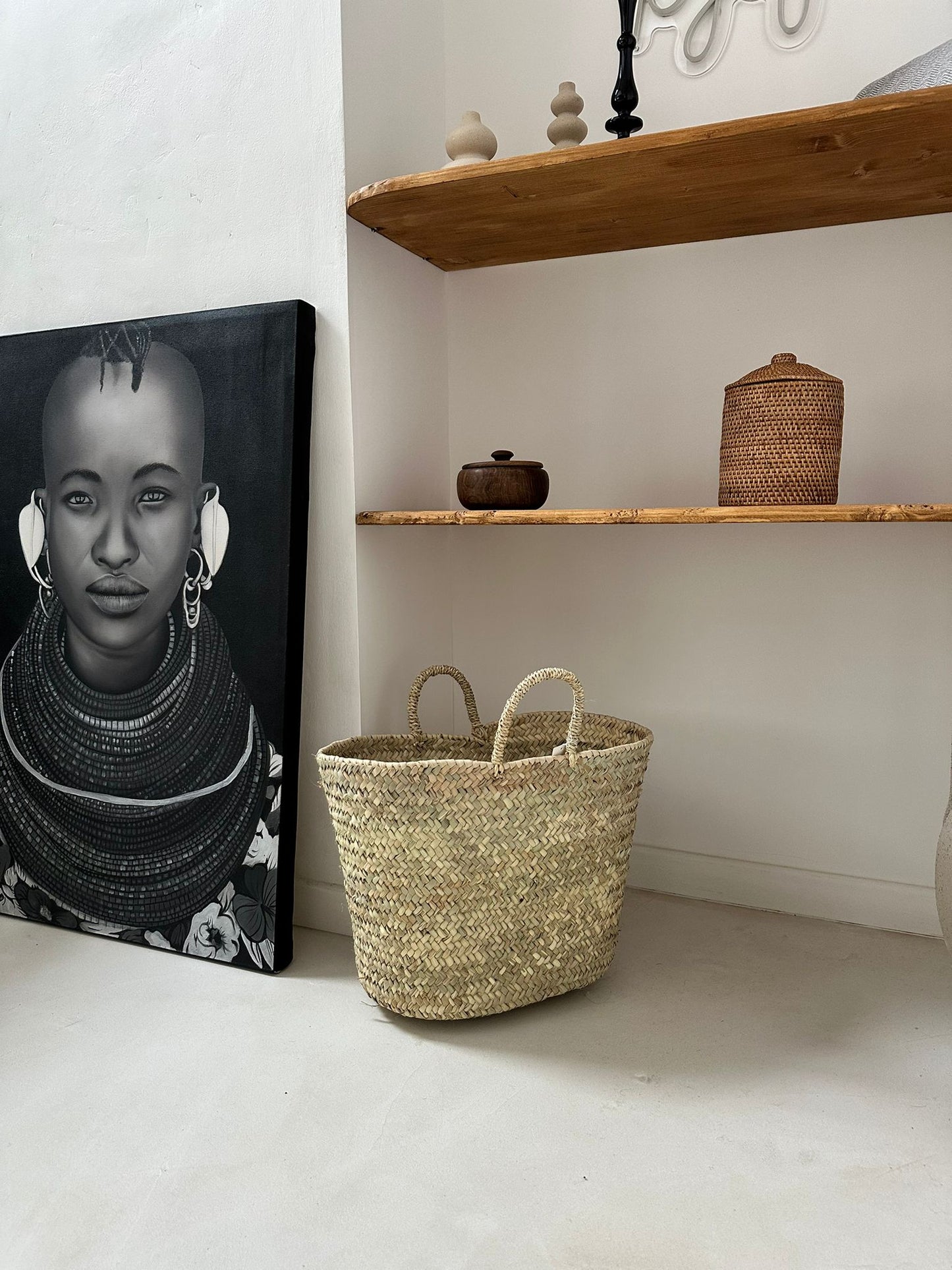 Panier Tressé en Feuilles de Palmier