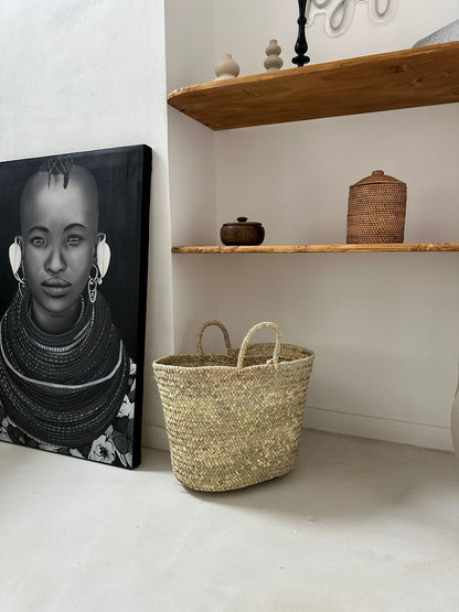 Panier Tressé en Feuilles de Palmier
